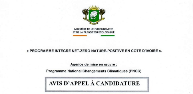 AVIS D’APPEL A CANDIDATURE RECRUTEMENT DU (DE LA) RESPONSABLE SUIVI-EVALUATION DU PROJET INTEGRE NET-ZERO NATURE-POSITIVE EN COTE D’IVOIRE